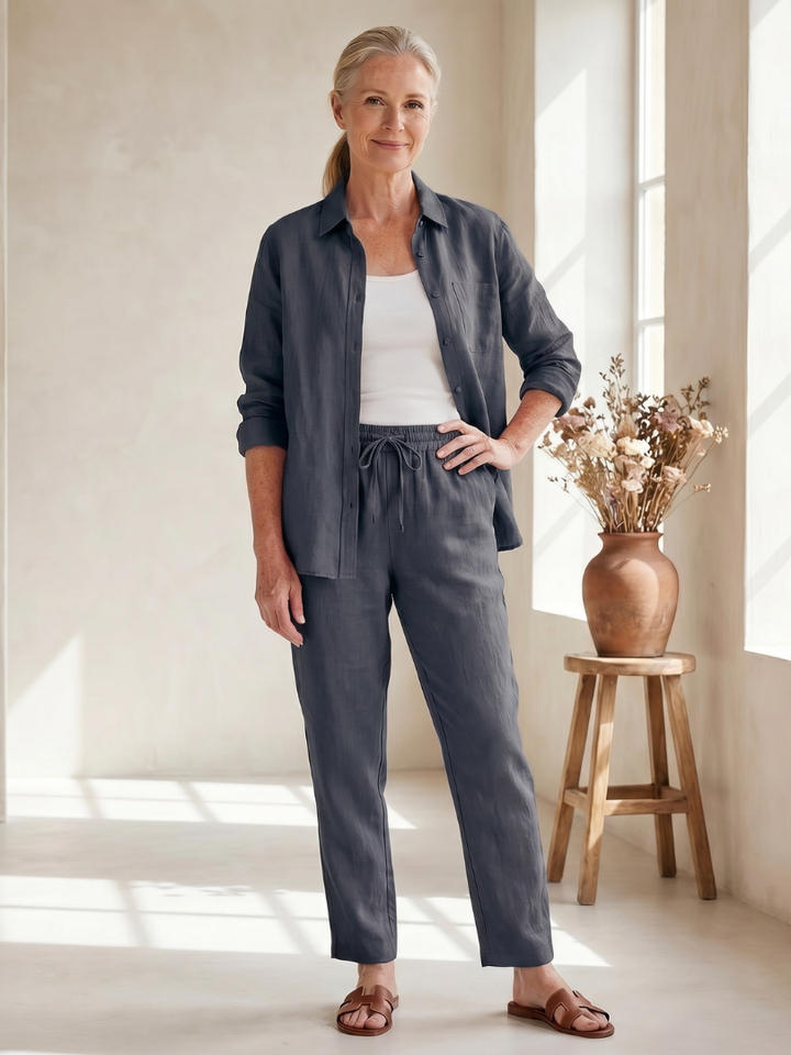 Noor | Long Sleeve Shirt Tapered Trousers Set