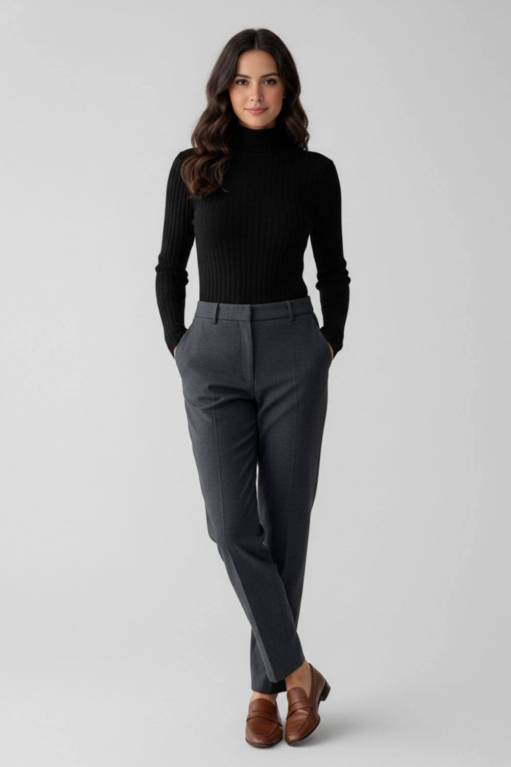 Women’s Ribbed Roll-Neck Slim Fit Jumper