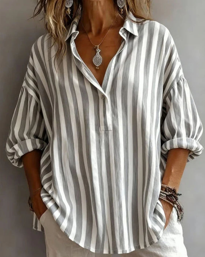 Nora | Loose-fitting striped blouse with collar