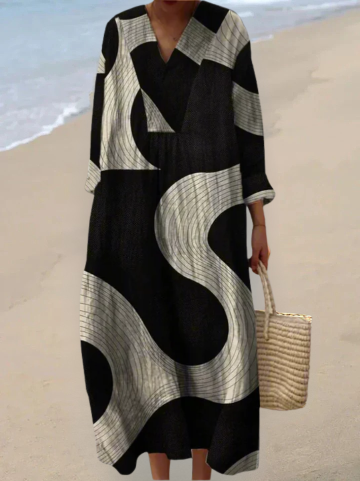 Abstract Flowing Maxi Dress