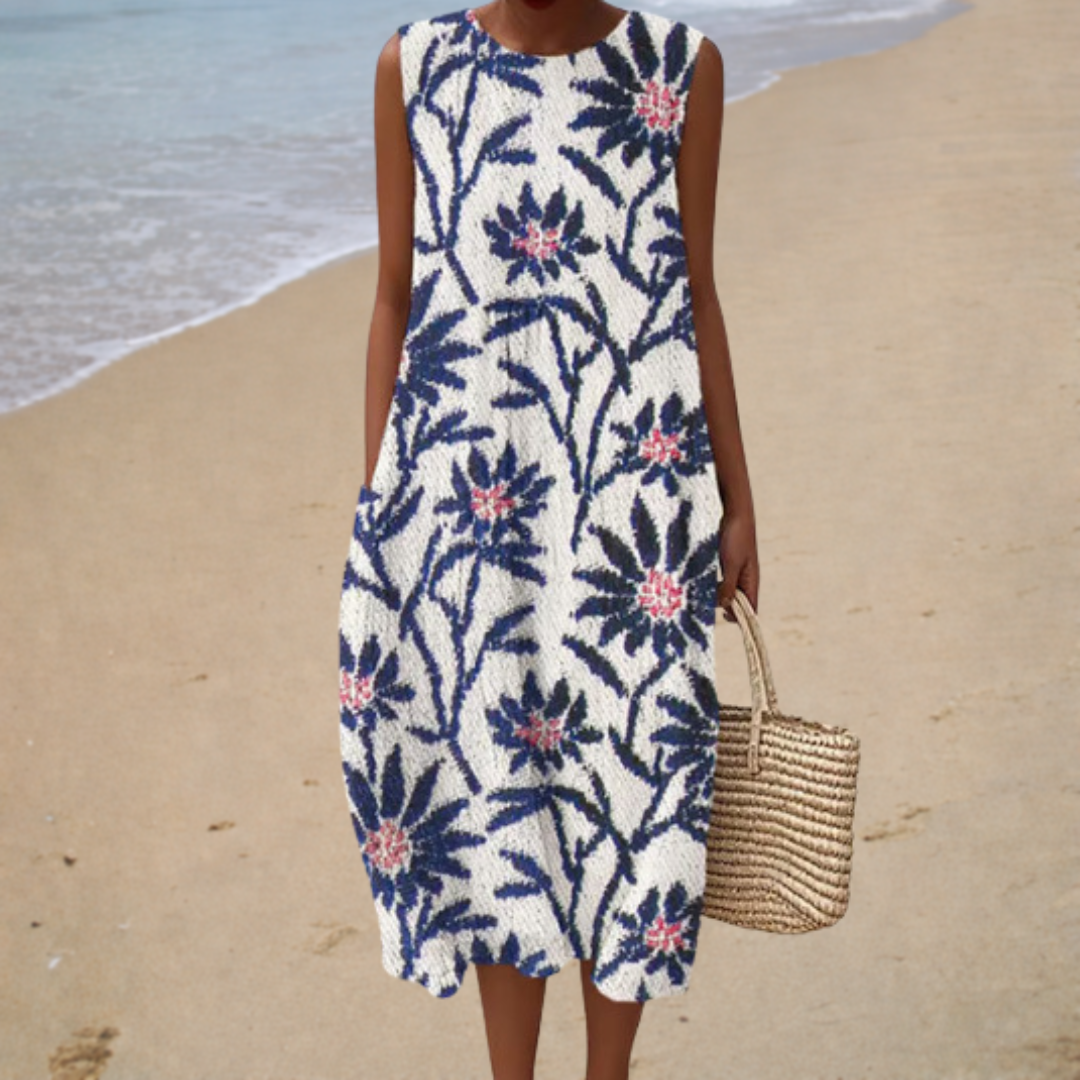 White Summer Sleeveless Floral Dress
