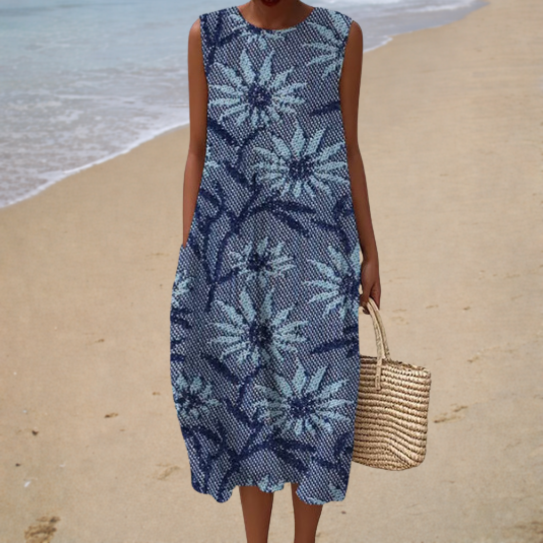 Blue Comfortable Sleeveless Summer Dress