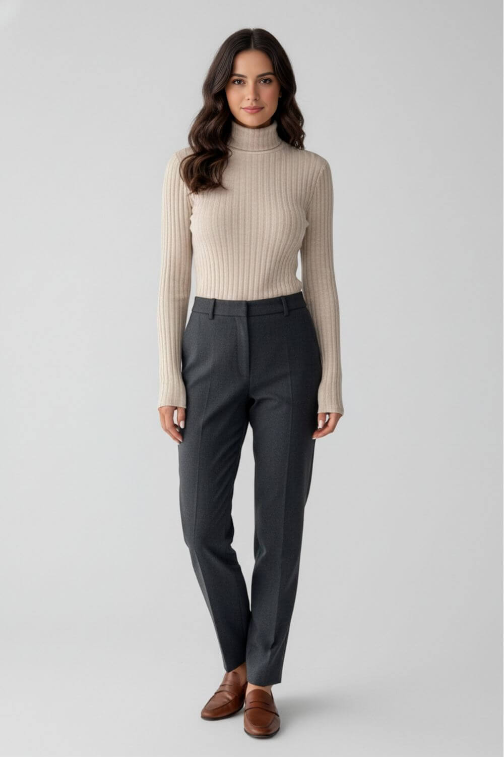 Women’s Ribbed Roll-Neck Slim Fit Jumper