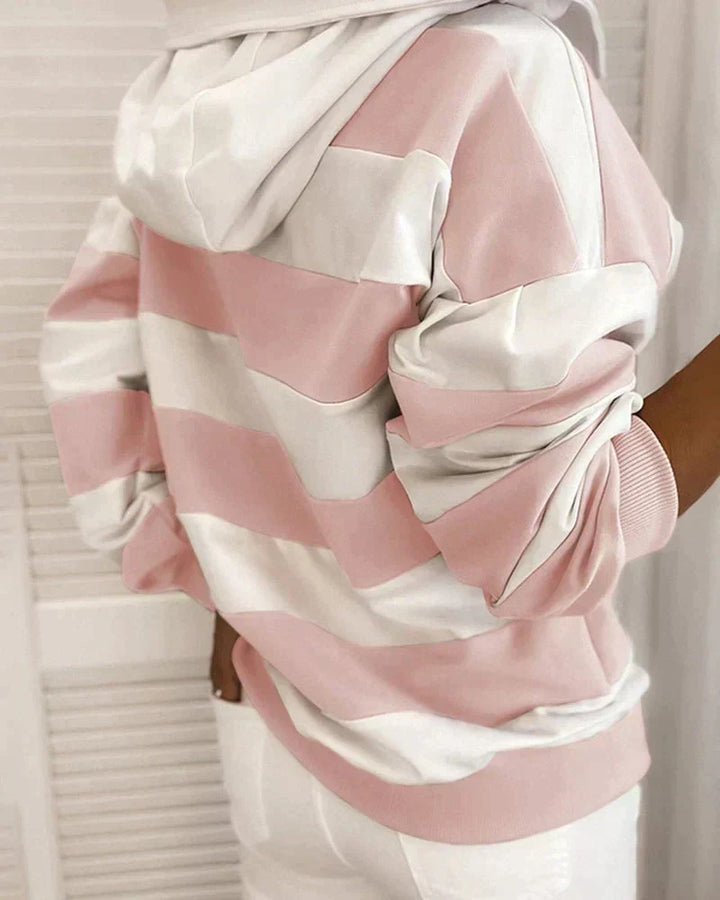 Yara Women’s Hoodie – Striped Long Sleeve Pullover