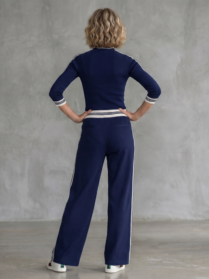 Eirlys | Fitted Long Sleeve Top Wide Leg Trousers Set