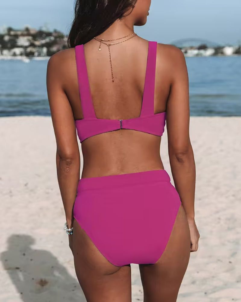 Hilde - High-Waisted Solid Colour Swimsuit