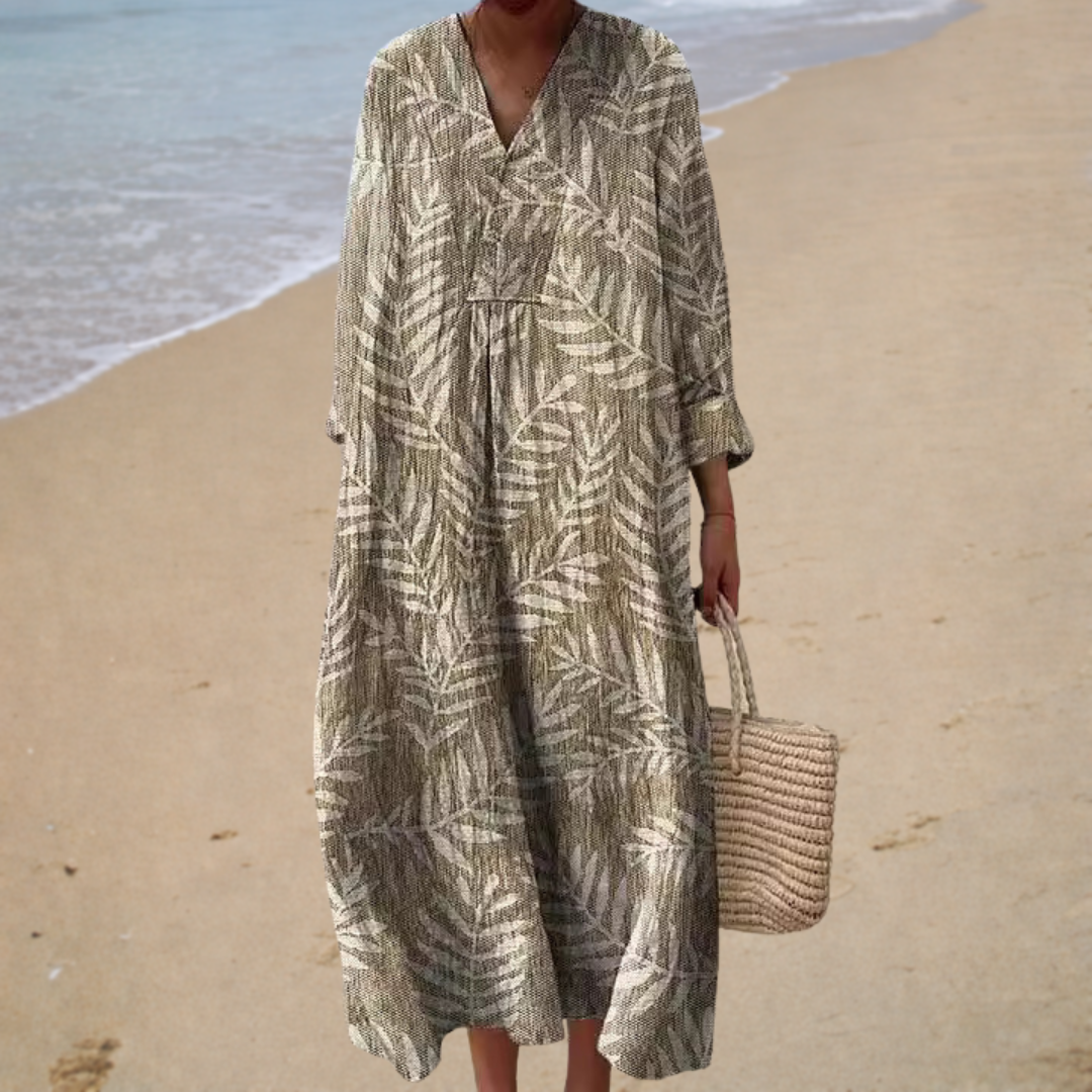 Summer Dress with Leaf Pattern