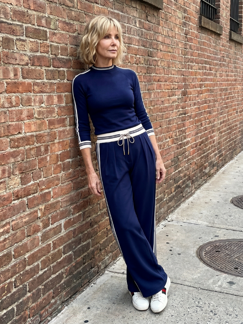Eirlys | Fitted Long Sleeve Top Wide Leg Trousers Set