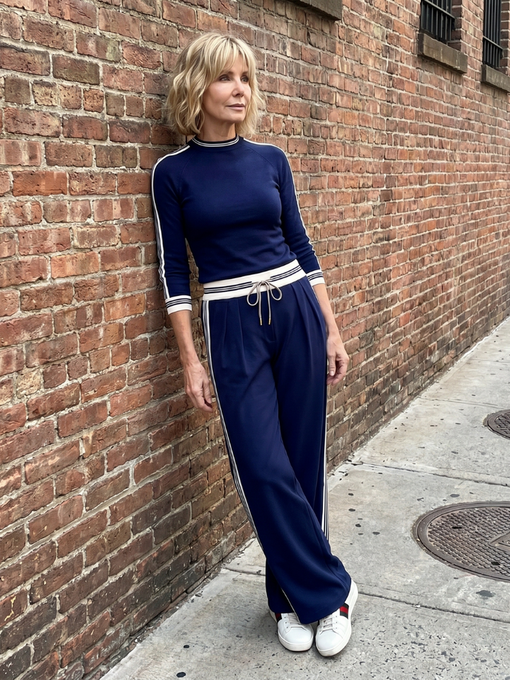 Eirlys | Fitted Long Sleeve Top Wide Leg Trousers Set