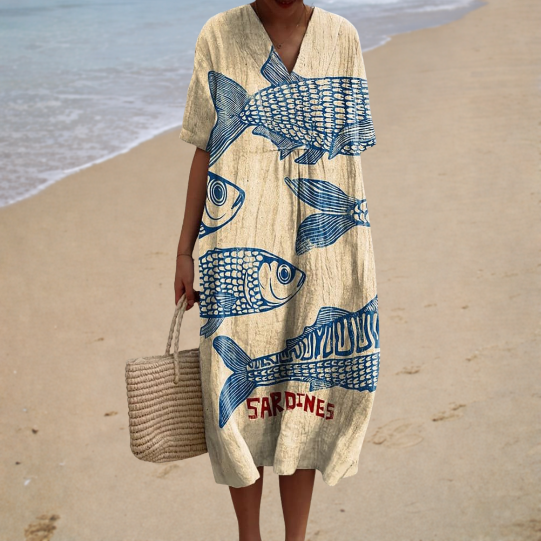 Summer Dress with Fish Pattern