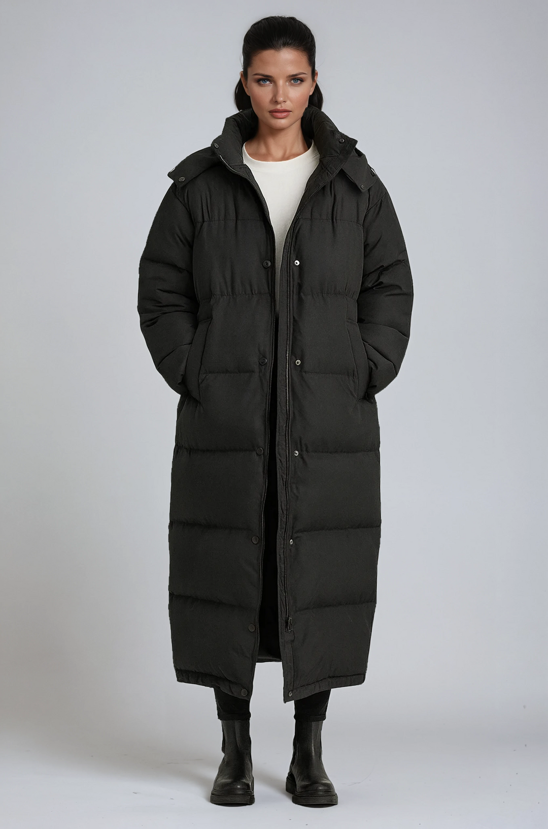 Long Quilted Women's Jacket | High Collar