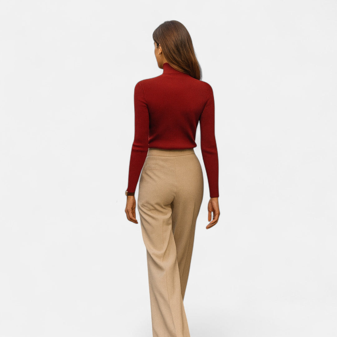 Women’s Ribbed Turtleneck – Long Sleeve Slim Fit Top