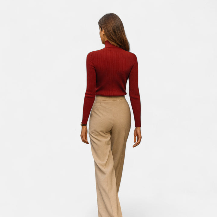Women’s Ribbed Turtleneck – Long Sleeve Slim Fit Top