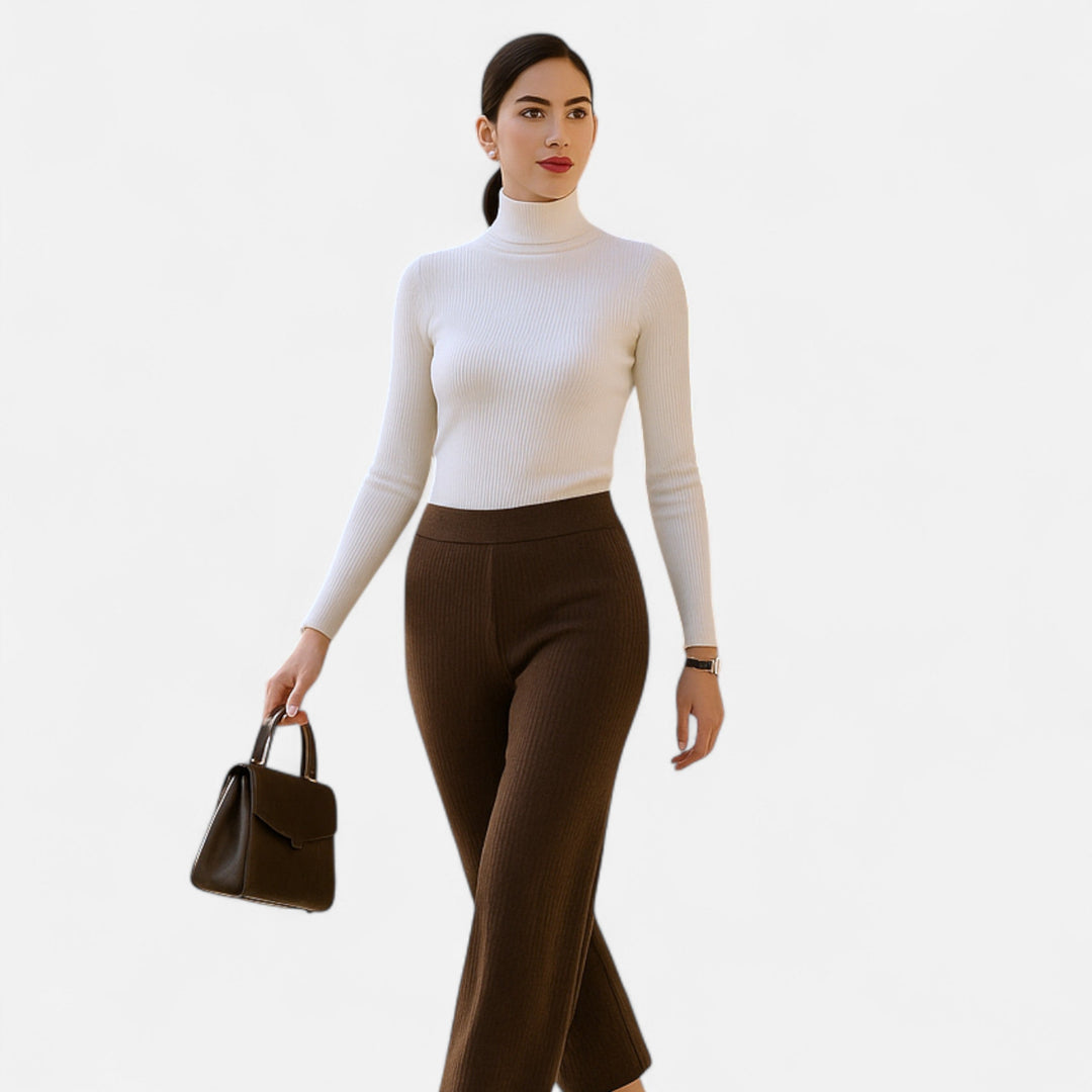Women’s Ribbed Turtleneck – Long Sleeve Slim Fit Top