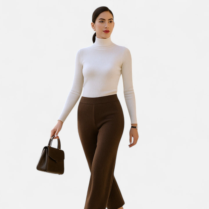 Women’s Ribbed Turtleneck – Long Sleeve Slim Fit Top