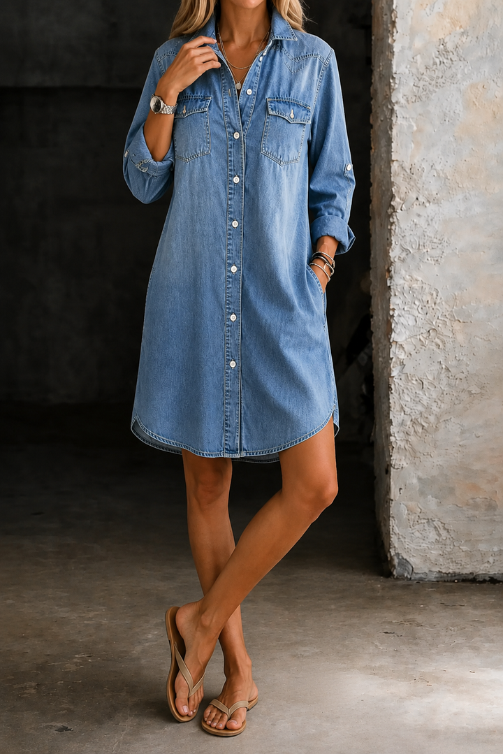 Women | Casual Elegant Denim Shirt Dress