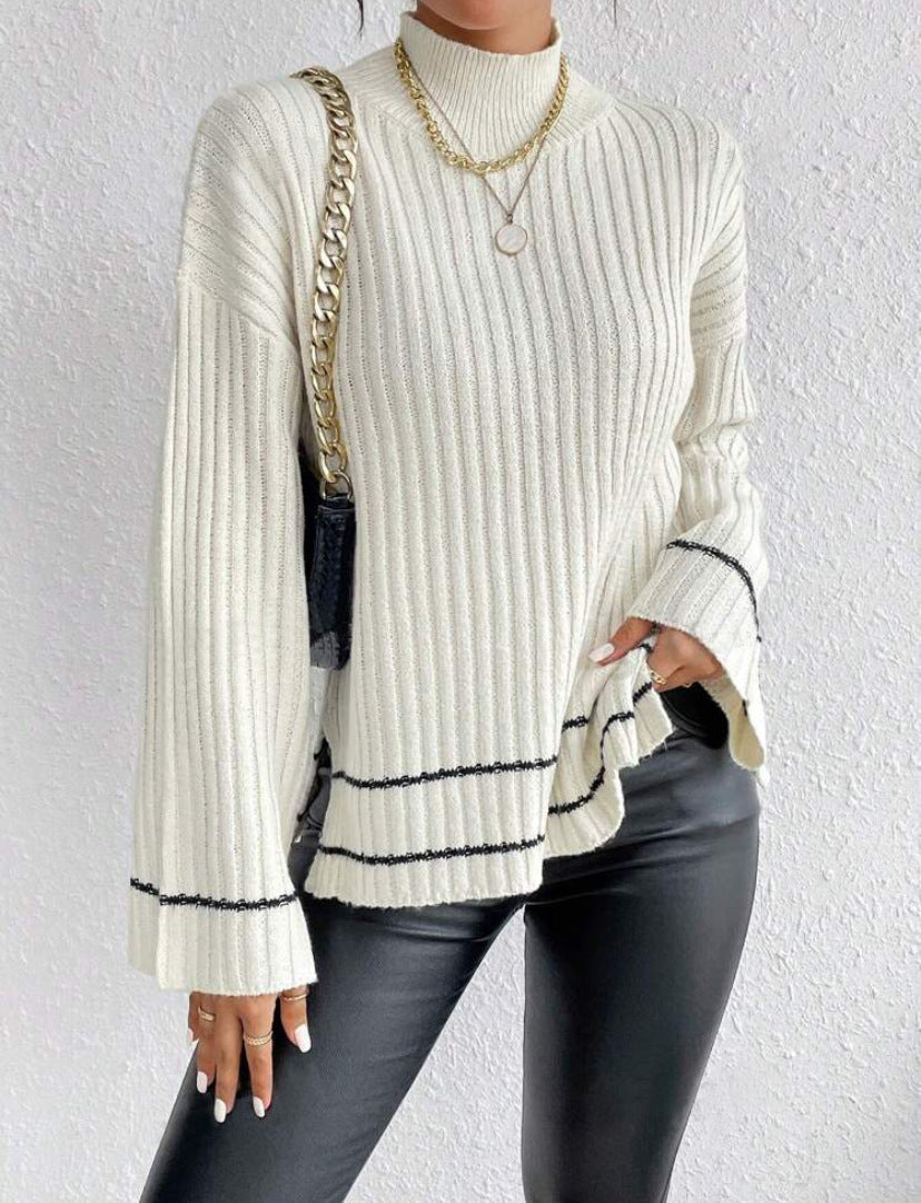Amy - Women's Turtleneck Ribbed Sweater