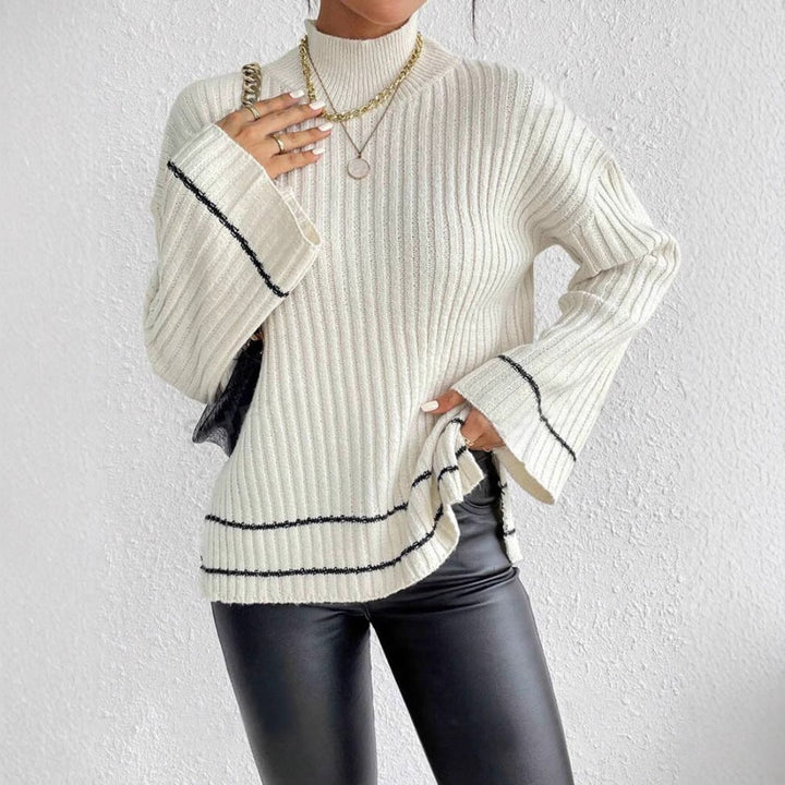 Amy - Women's Turtleneck Ribbed Sweater