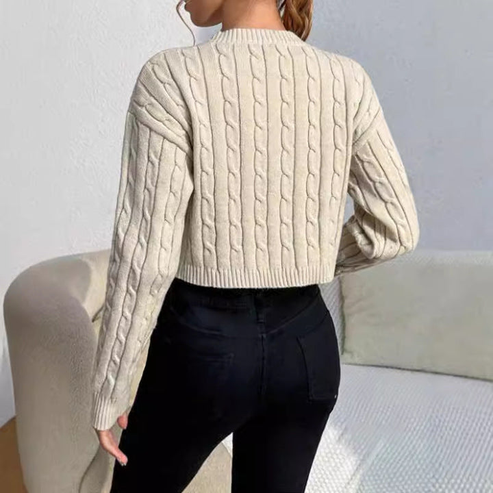 Ava - Women's Cropped Cable Knit Sweater