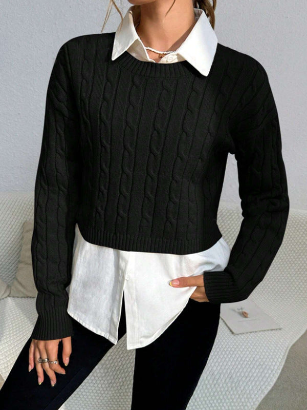 Ava - Women's Cropped Cable Knit Sweater