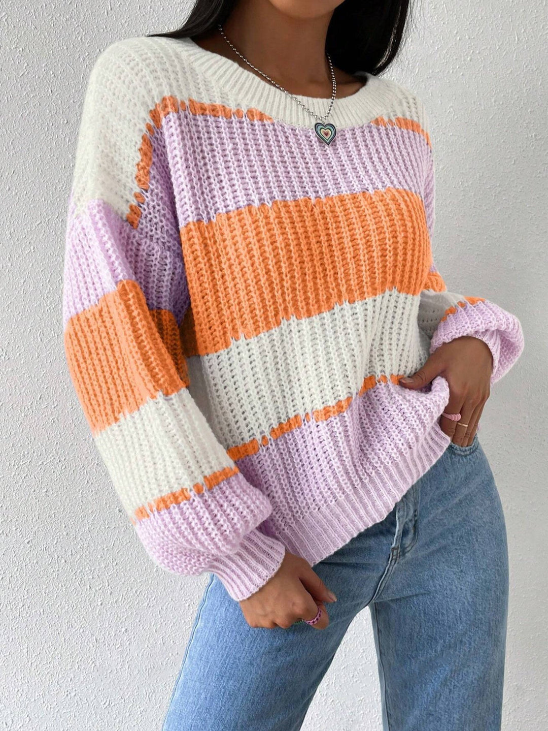 Women’s Striped Chunky Knit Sweater
