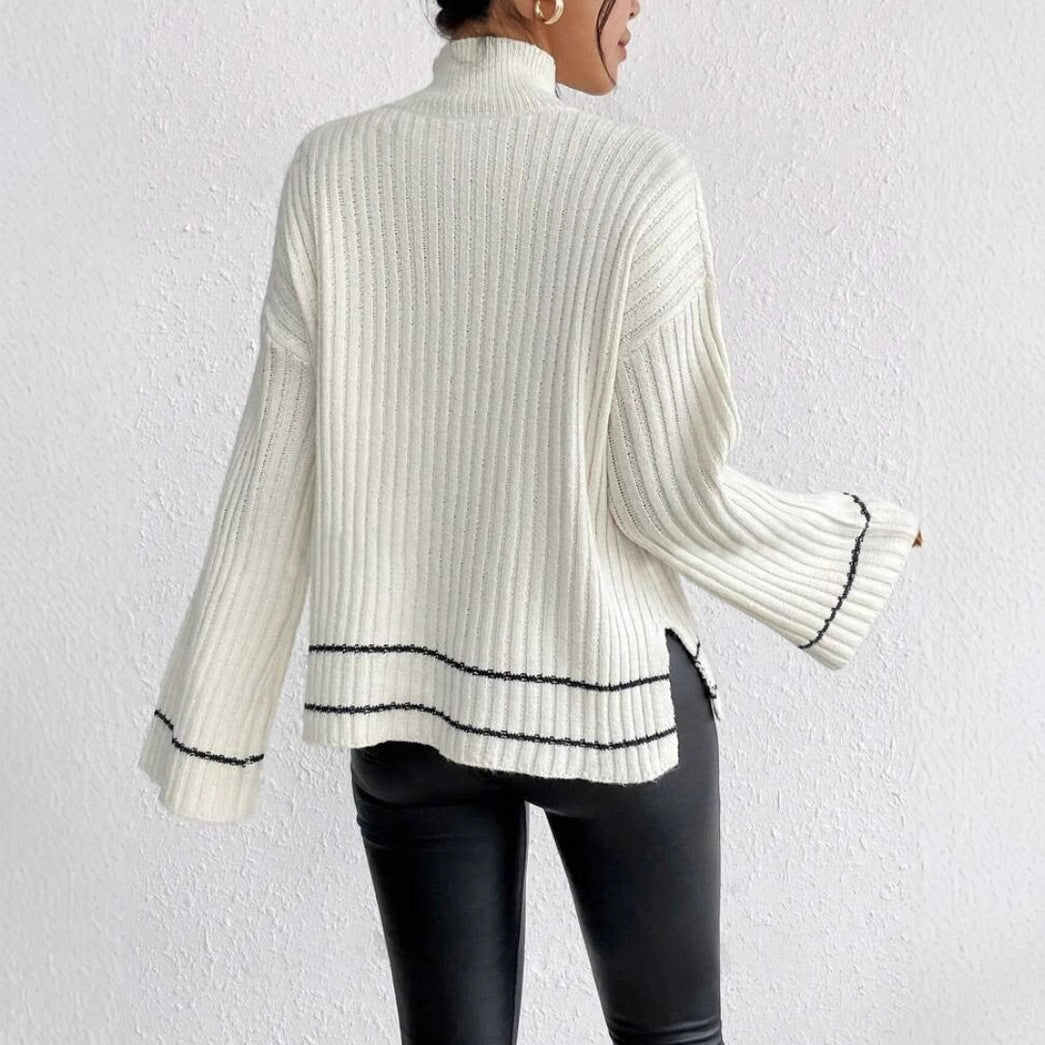 Amy - Women's Turtleneck Ribbed Sweater