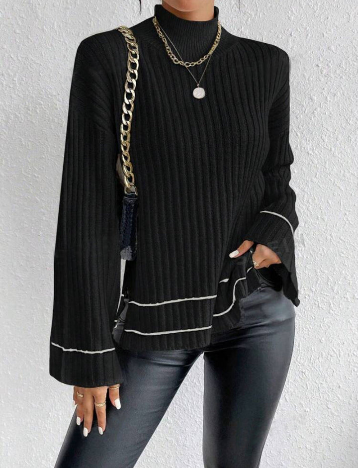 Amy - Women's Turtleneck Ribbed Sweater