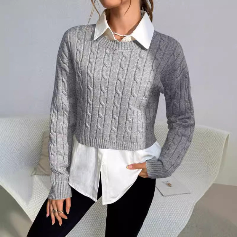 Ava - Women's Cropped Cable Knit Sweater