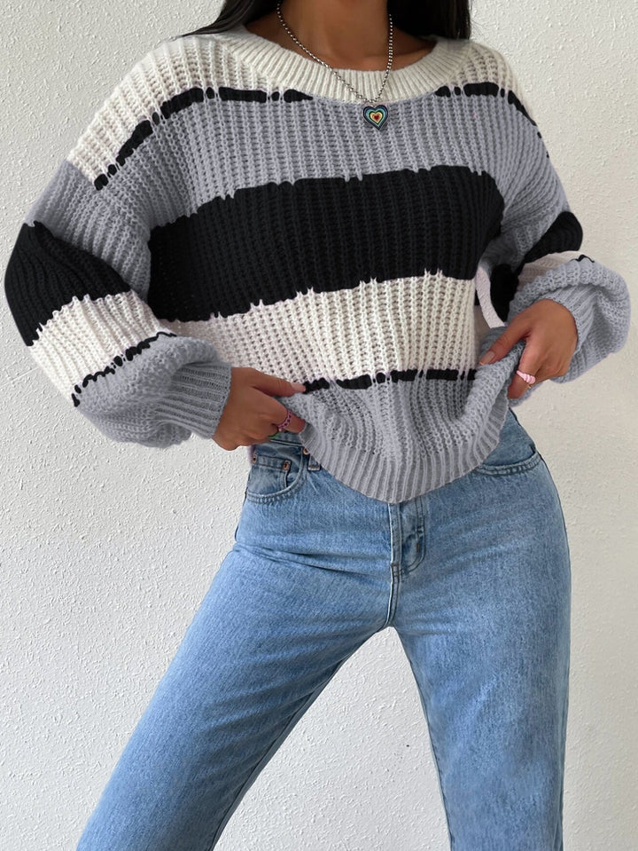 Women’s Striped Chunky Knit Sweater