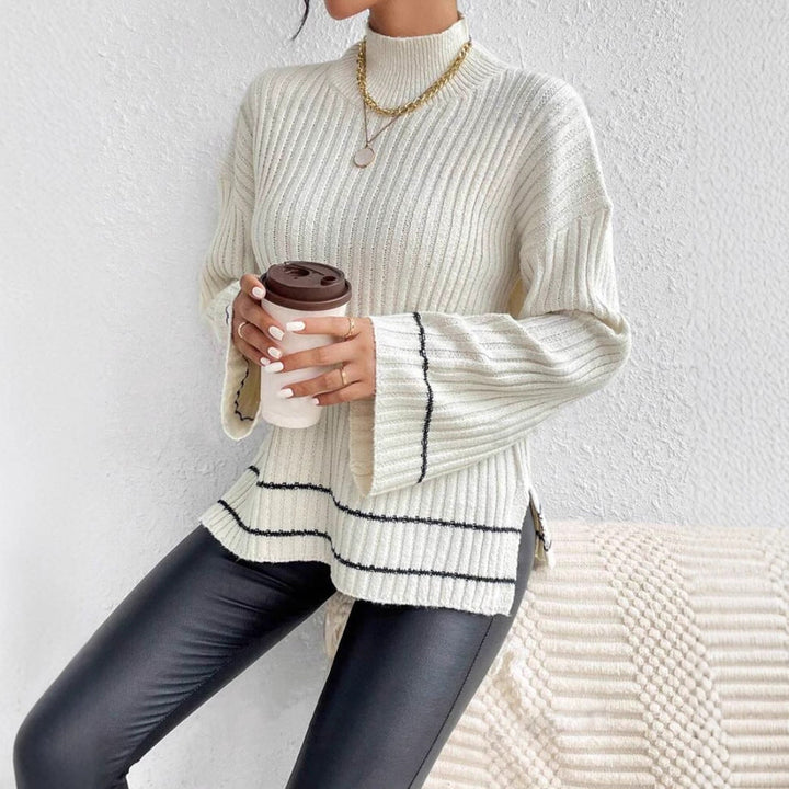 Amy - Women's Turtleneck Ribbed Sweater