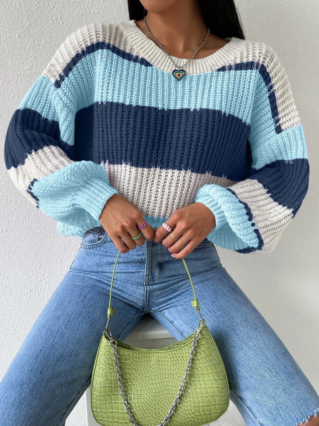 Women’s Striped Chunky Knit Sweater