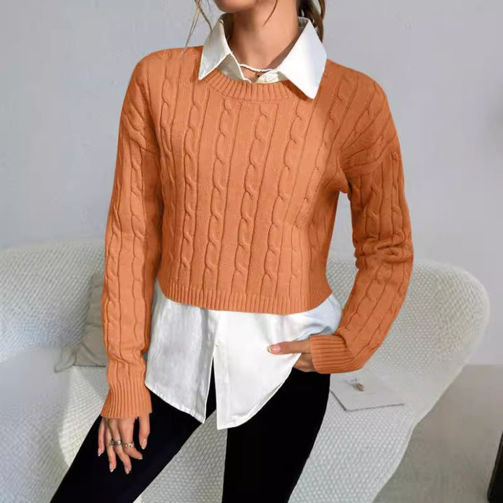 Ava - Women's Cropped Cable Knit Sweater