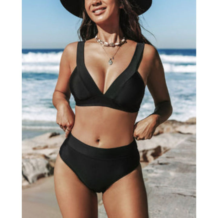 Hilde - High-Waisted Solid Colour Swimsuit