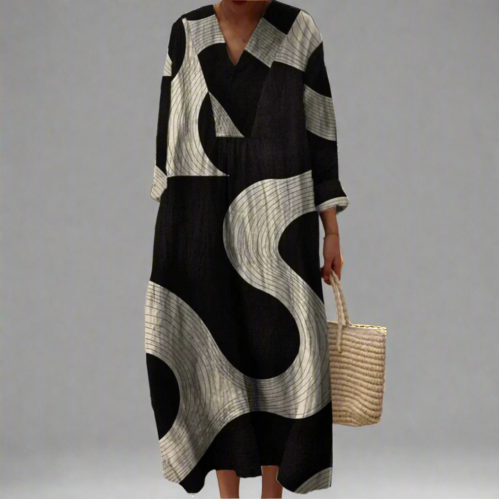 Abstract Flowing Maxi Dress