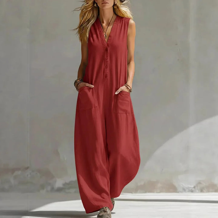 Liora | Casual Sleeveless Jumpsuit in Linen and Cotton
