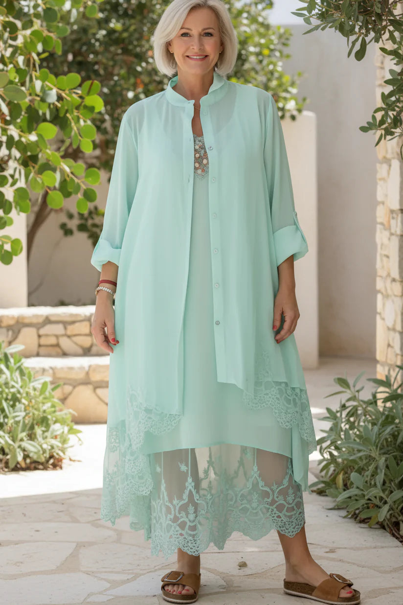 LYRA – LACE TRIM FLOW DRESS