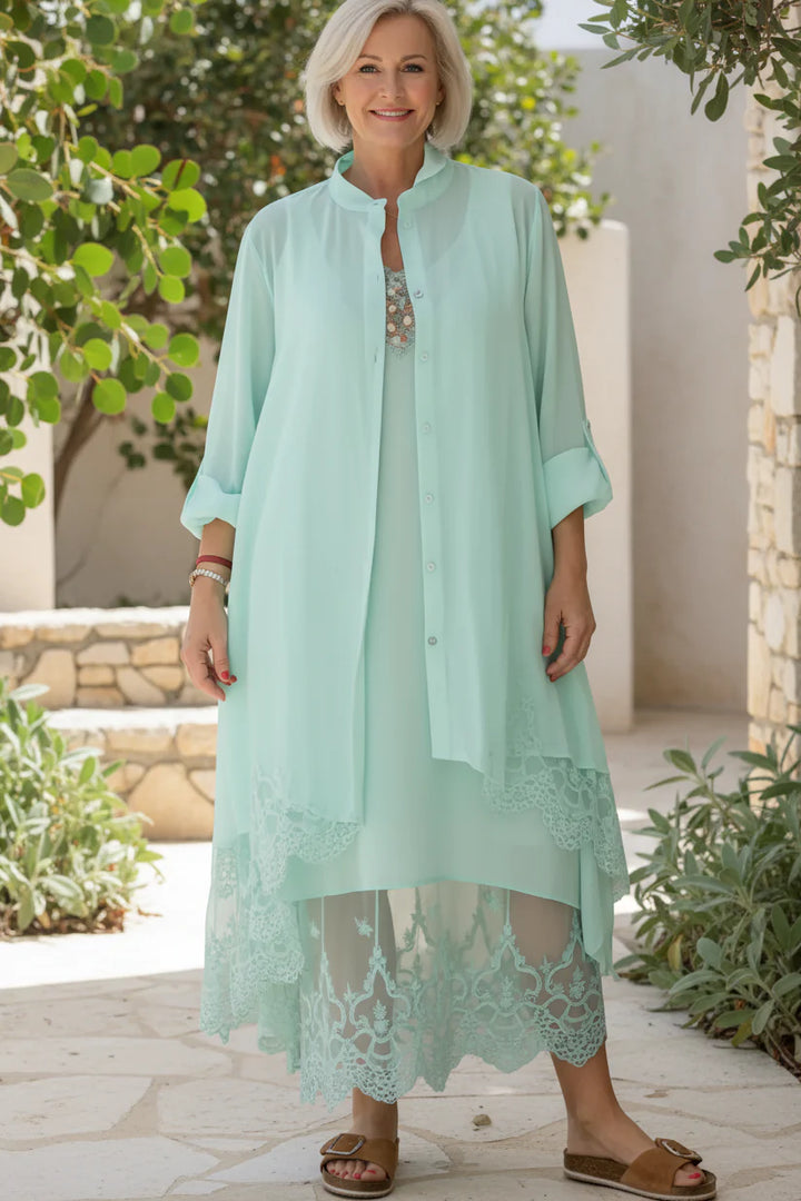 LYRA – LACE TRIM FLOW DRESS