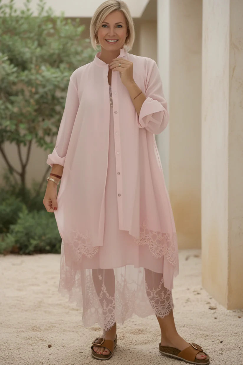 LYRA – LACE TRIM FLOW DRESS