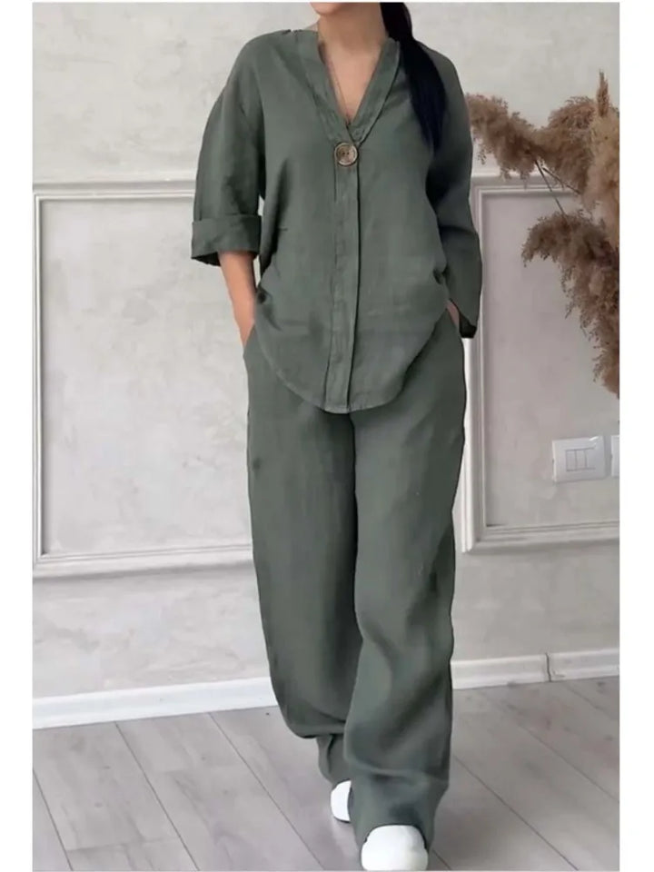 Mariana | Casual Set V-Neck Top with Wide Sleeves