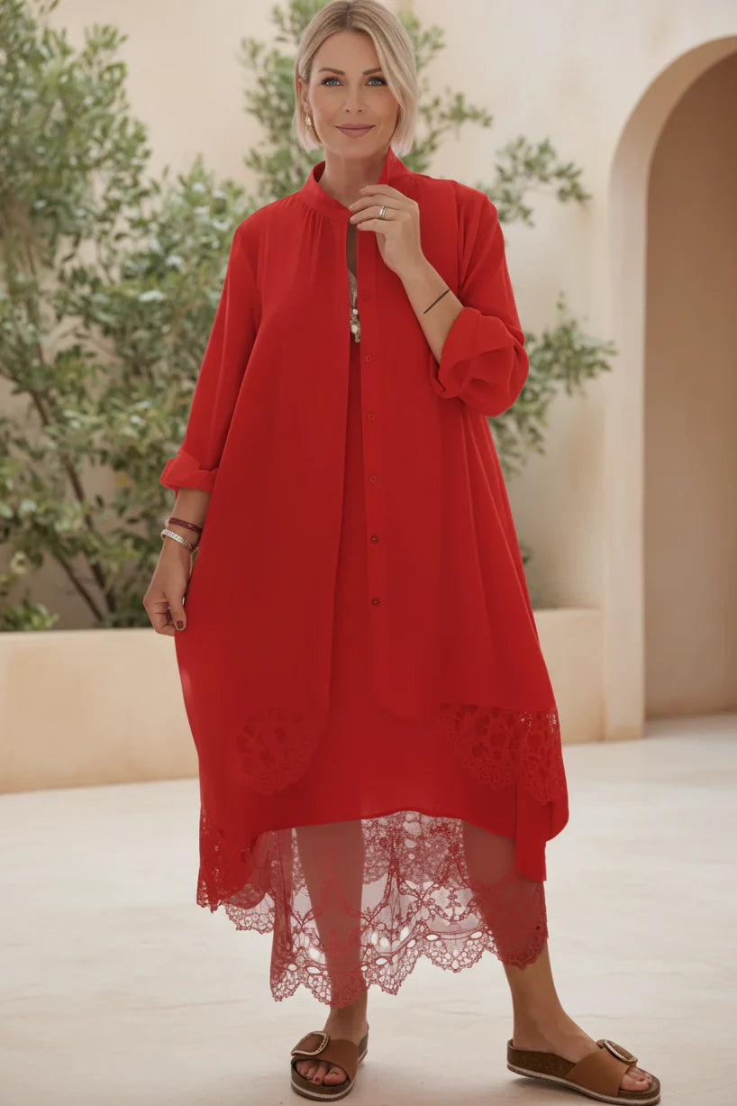 LYRA – LACE TRIM FLOW DRESS