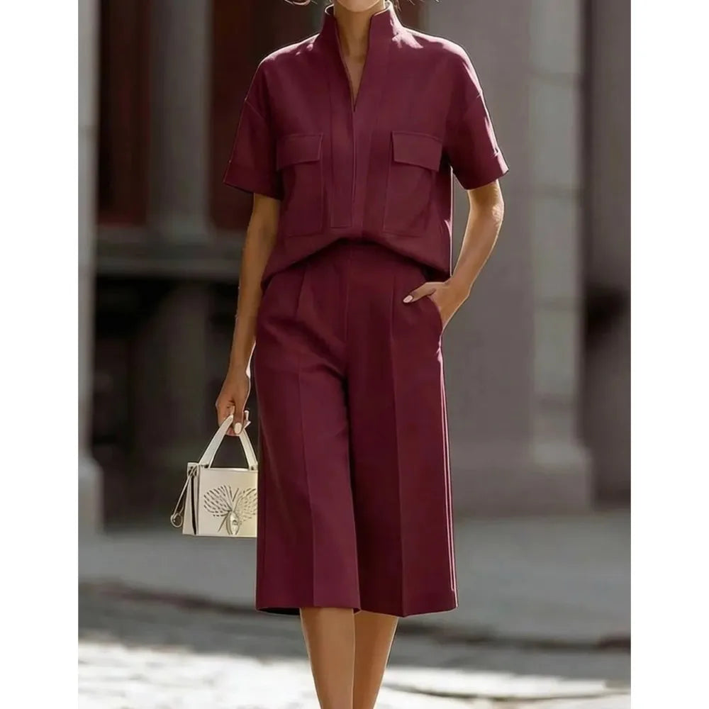 Luisa | Short-Sleeved Shirt with Collar and Casual Shorts