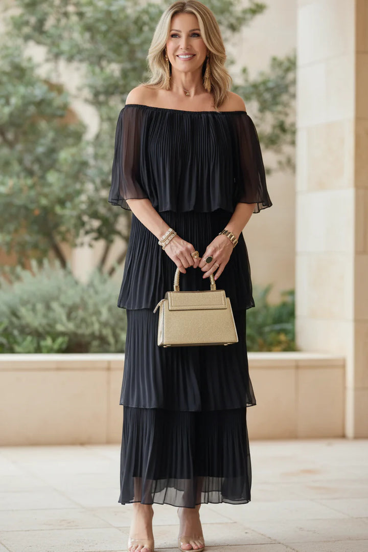 NOIRÉ - PLEATED EVENING GOWN