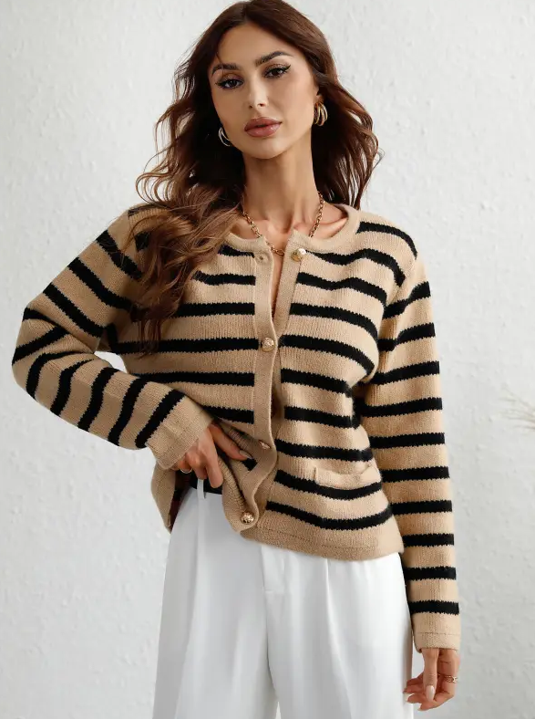 Women’s striped button cardigan - Camille