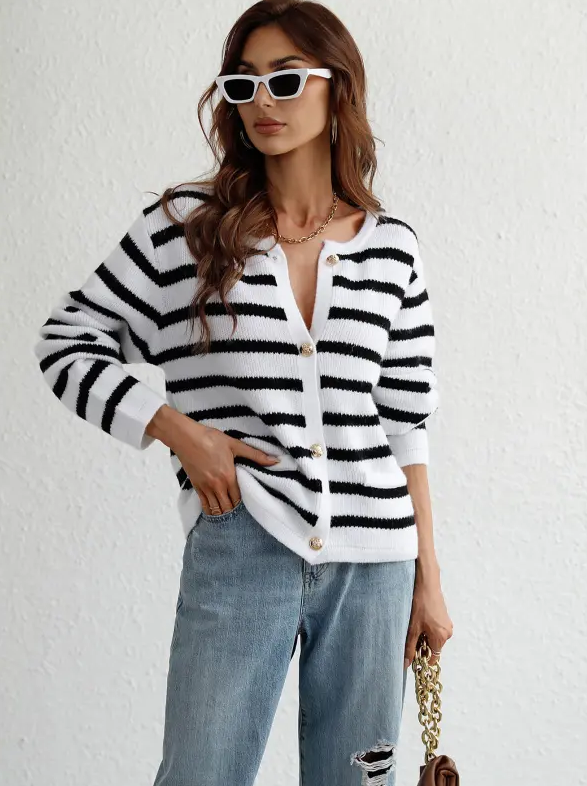 Women’s striped button cardigan - Camille