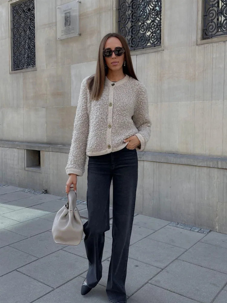 Women's Button-Front Textured Cardigan Sweater
