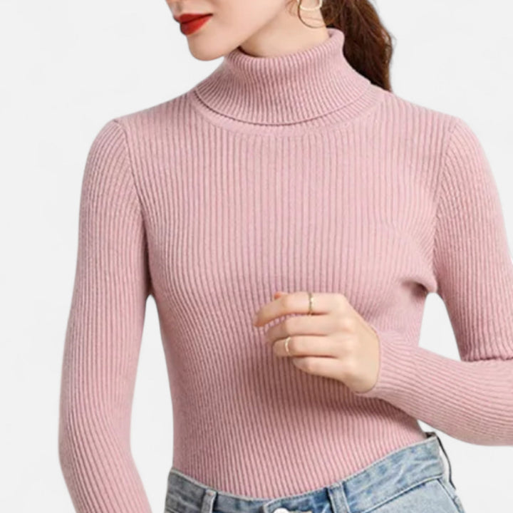 Women’s Ribbed Turtleneck – Long Sleeve Slim Fit Top