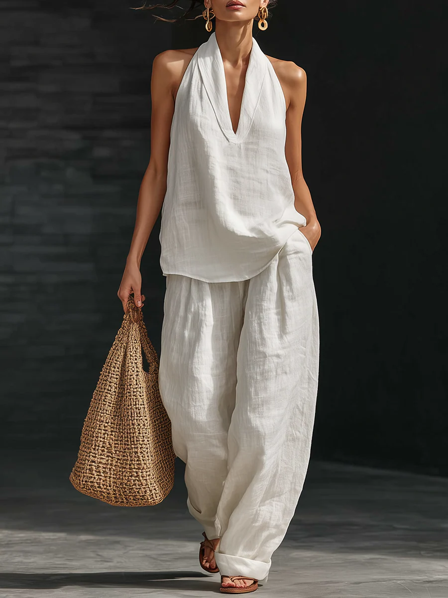 Zoë™ - Sleeveless Set with Wide Cut Trousers