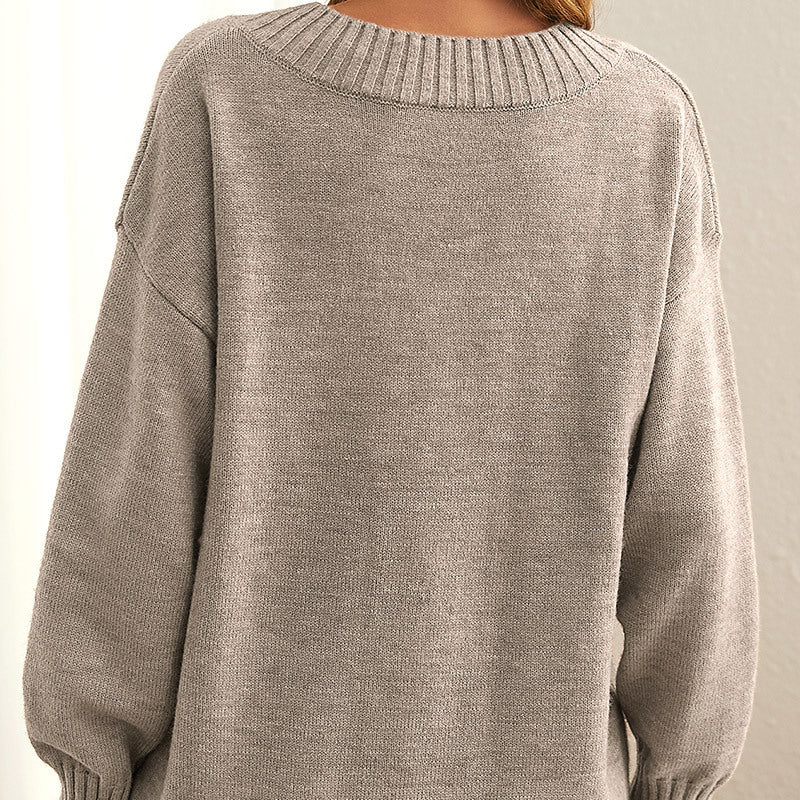 Women's Oversized V-Neck Knit Sweater
