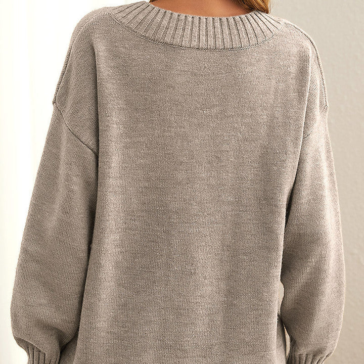 Women's Oversized V-Neck Knit Sweater