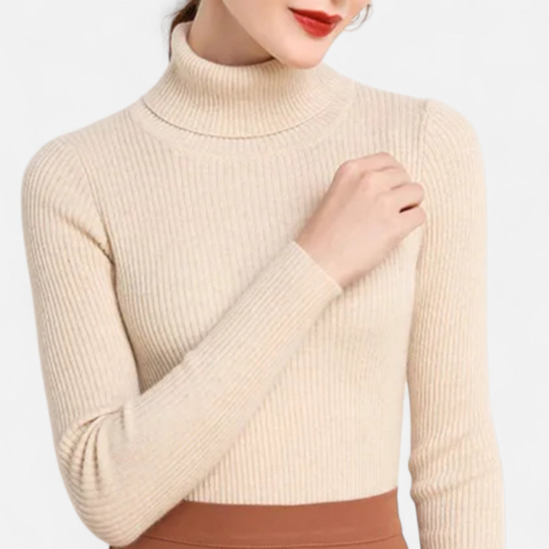 Women’s Ribbed Turtleneck – Long Sleeve Slim Fit Top